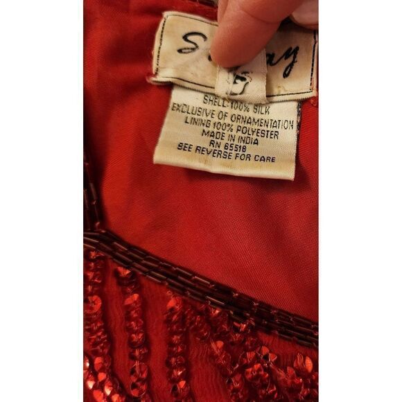 Vintage 80s Stenay Beaded Sequined Shift Dress Womens Size 12 Red - Picture 8 of 9
